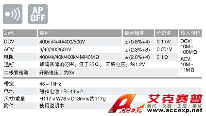 PM11數(shù)字萬用表|日本三和Ssanwa數(shù)字萬用表  技術參數(shù)
